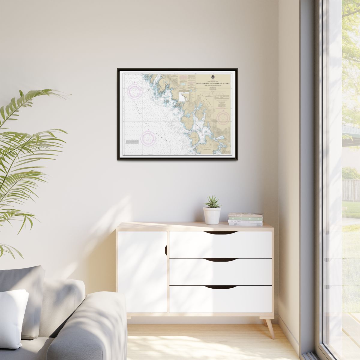 Chart 17321 Cape Edward to Lisianski Strait, Chichagof Island - NOAA Nautical Chart Floating Frame Canvas | 32" x 24" | 40" x 30" - Espresso context-1