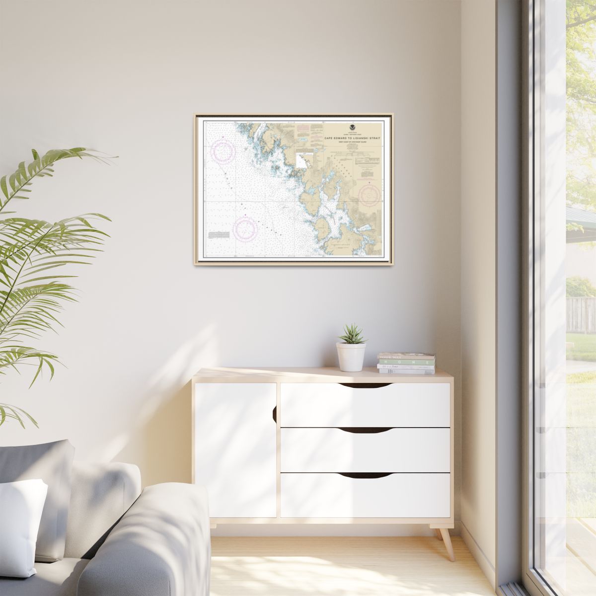 Chart 17321 Cape Edward to Lisianski Strait, Chichagof Island - NOAA Nautical Chart Floating Frame Canvas | 32" x 24" | 40" x 30" - Natural context-1