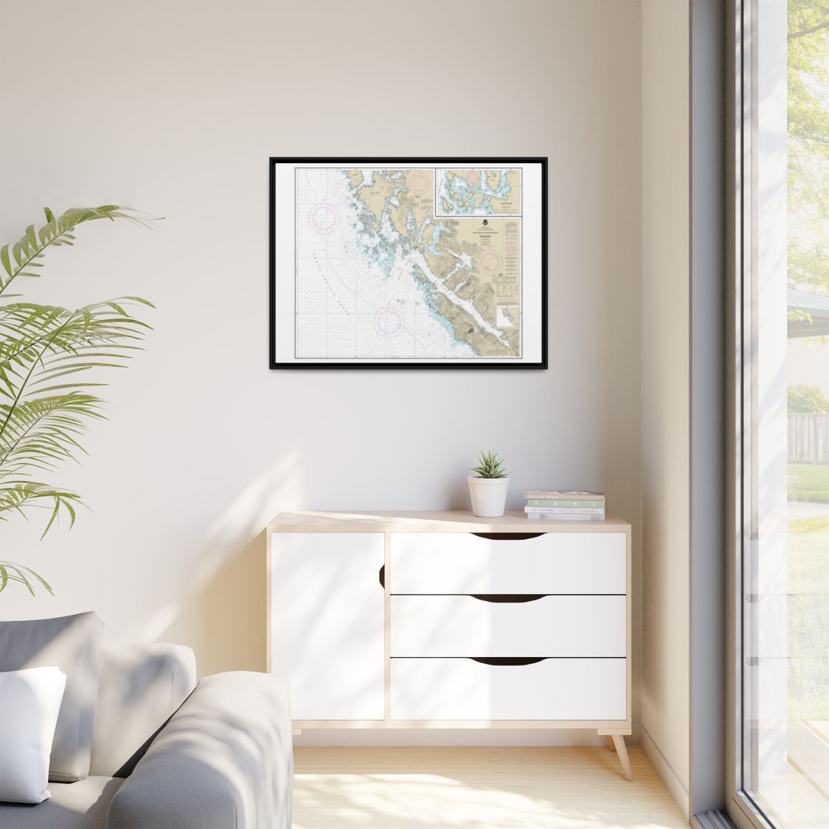 Chart 17322 Khaz Bay, Chichagof Island Elbow Passage - NOAA Nautical Chart Floating Frame Canvas | 32" x 24" | 40" x 30" - Black context-1