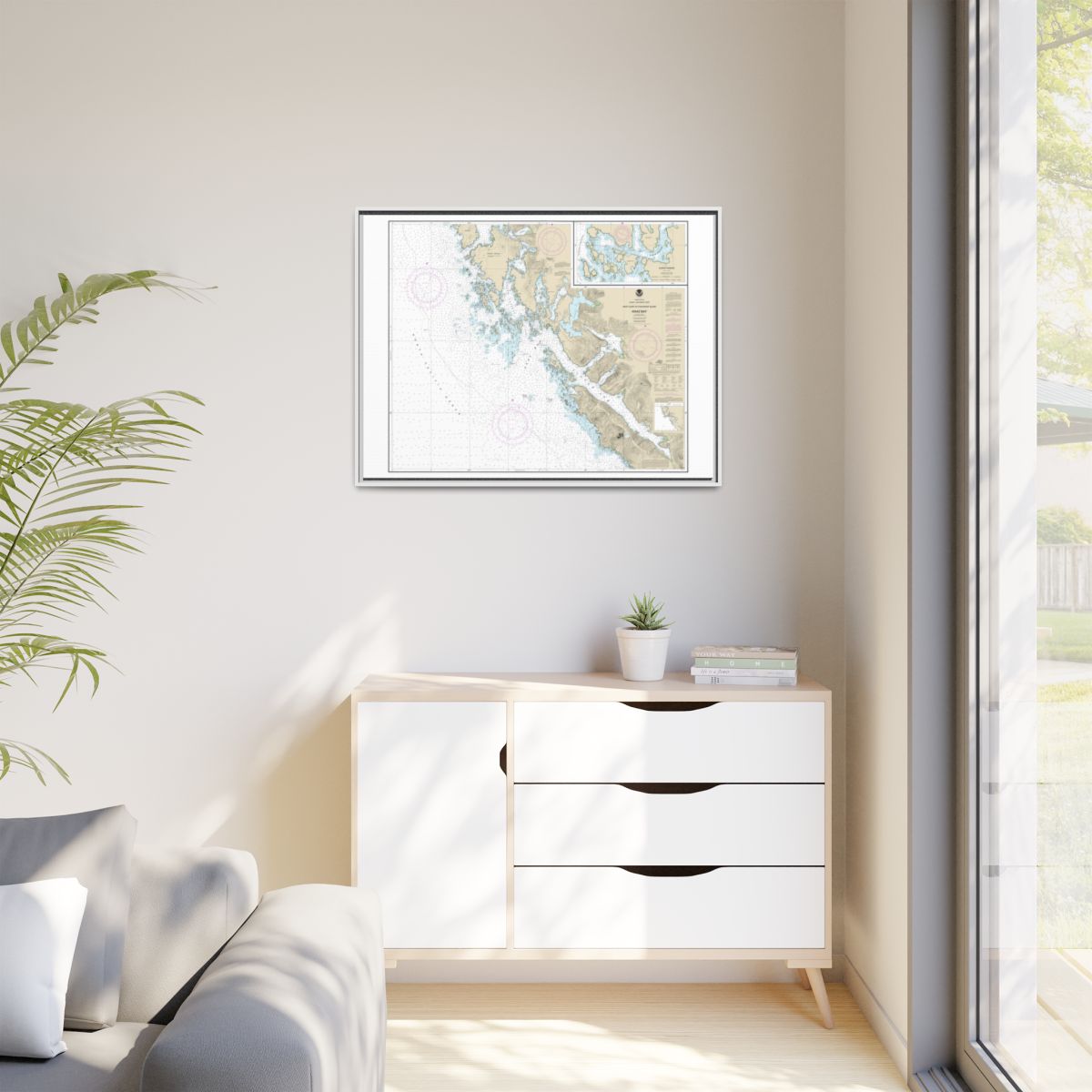 Chart 17322 Khaz Bay, Chichagof Island Elbow Passage - NOAA Nautical Chart Floating Frame Canvas | 32" x 24" | 40" x 30" - White context-1
