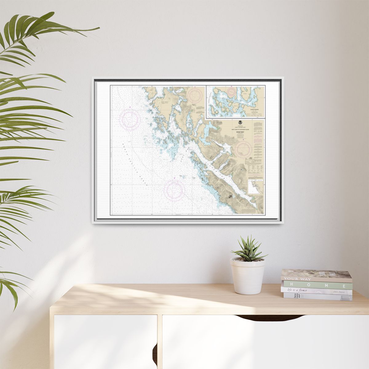 Chart 17322 Khaz Bay, Chichagof Island Elbow Passage - NOAA Nautical Chart Floating Frame Canvas | 32" x 24" | 40" x 30" - White context-1