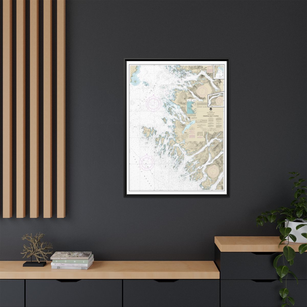 Chart 17326 Crawfish Inlet to Sitka, Baranof I.;Sawmill Cove - NOAA Nautical Chart Floating Frame Canvas | 24" x 32" | 30" x 40" - Black context-2