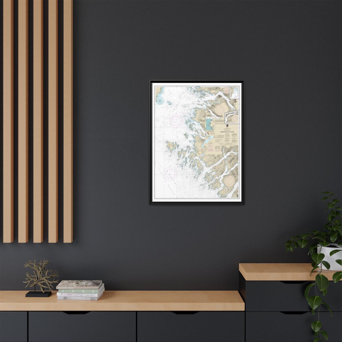 Chart 17326 Crawfish Inlet to Sitka, Baranof I.;Sawmill Cove - NOAA Nautical Chart Floating Frame Canvas | 24" x 32" | 30" x 40" - Black context-2