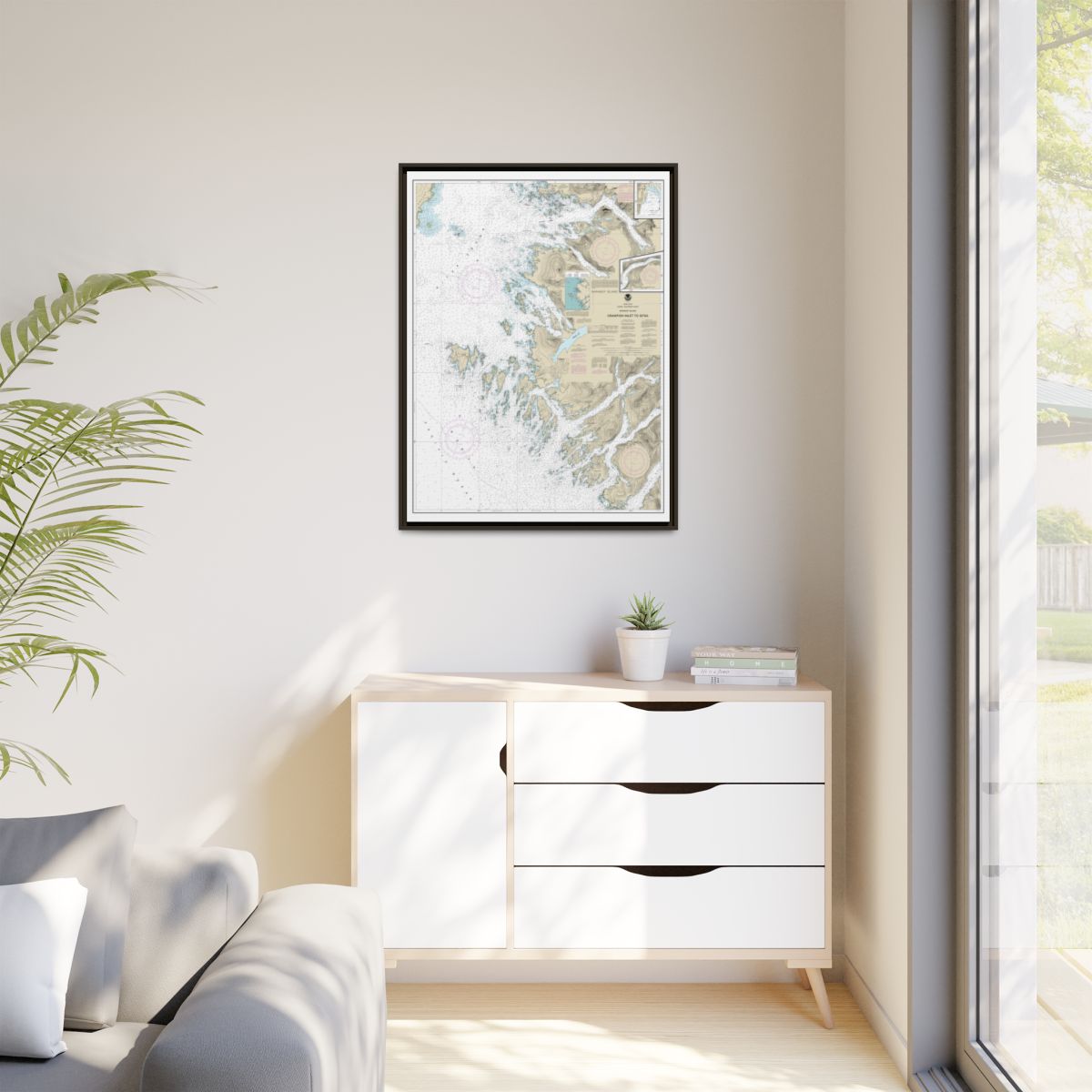 Chart 17326 Crawfish Inlet to Sitka, Baranof I.;Sawmill Cove - NOAA Nautical Chart Floating Frame Canvas | 24" x 32" | 30" x 40" - Espresso context-1