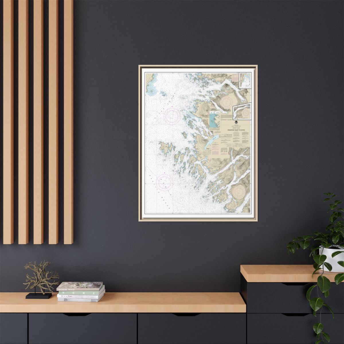 Chart 17326 Crawfish Inlet to Sitka, Baranof I.;Sawmill Cove - NOAA Nautical Chart Floating Frame Canvas | 24" x 32" | 30" x 40" - Natural context-2