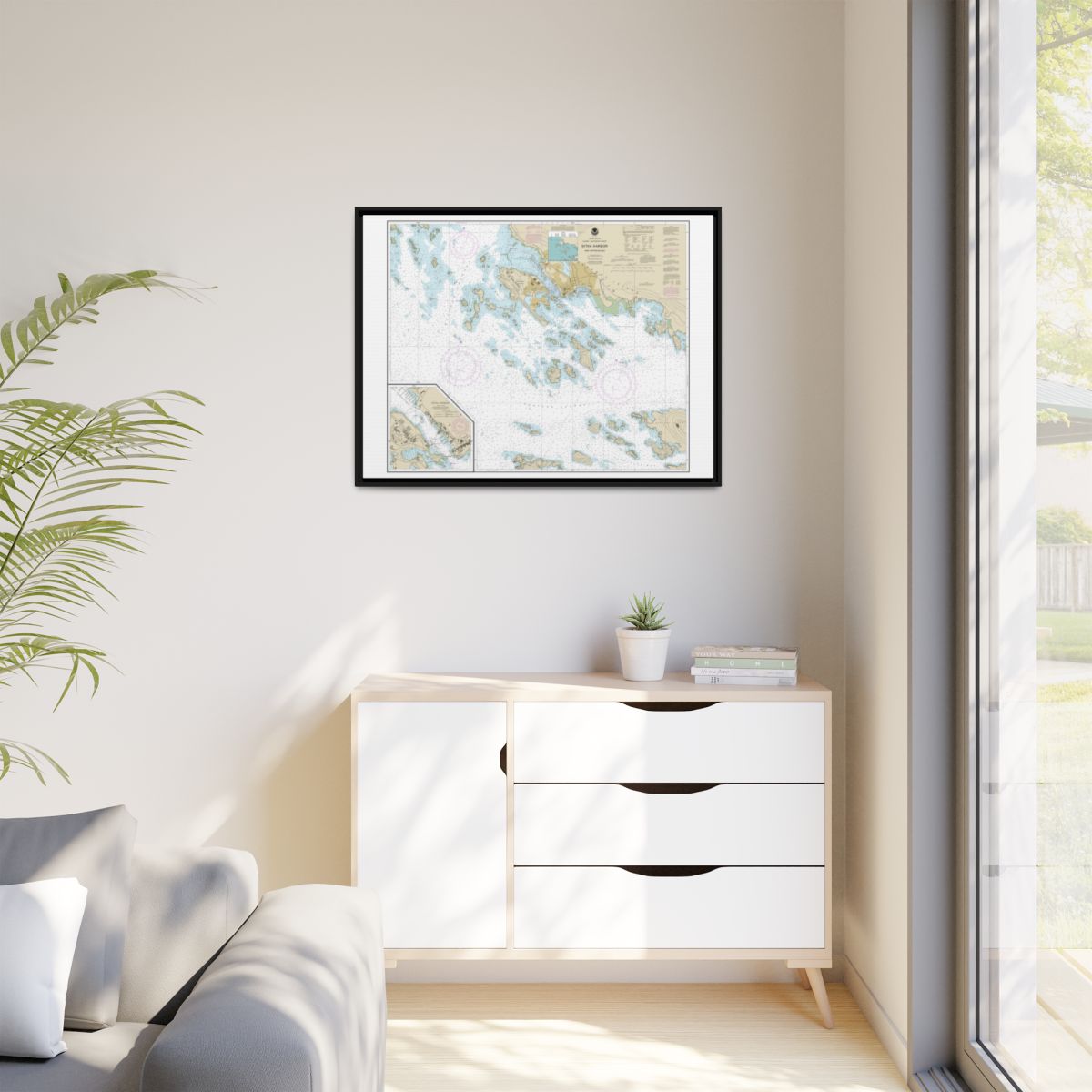 Chart 17327 Sitka Harbor and approaches;Sitka Harbor - NOAA Nautical Chart Floating Frame Canvas | 32" x 24" | 40" x 30" - Black context-1