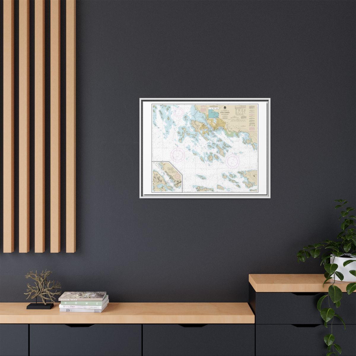 Chart 17327 Sitka Harbor and approaches;Sitka Harbor - NOAA Nautical Chart Floating Frame Canvas | 32" x 24" | 40" x 30" - White context-2