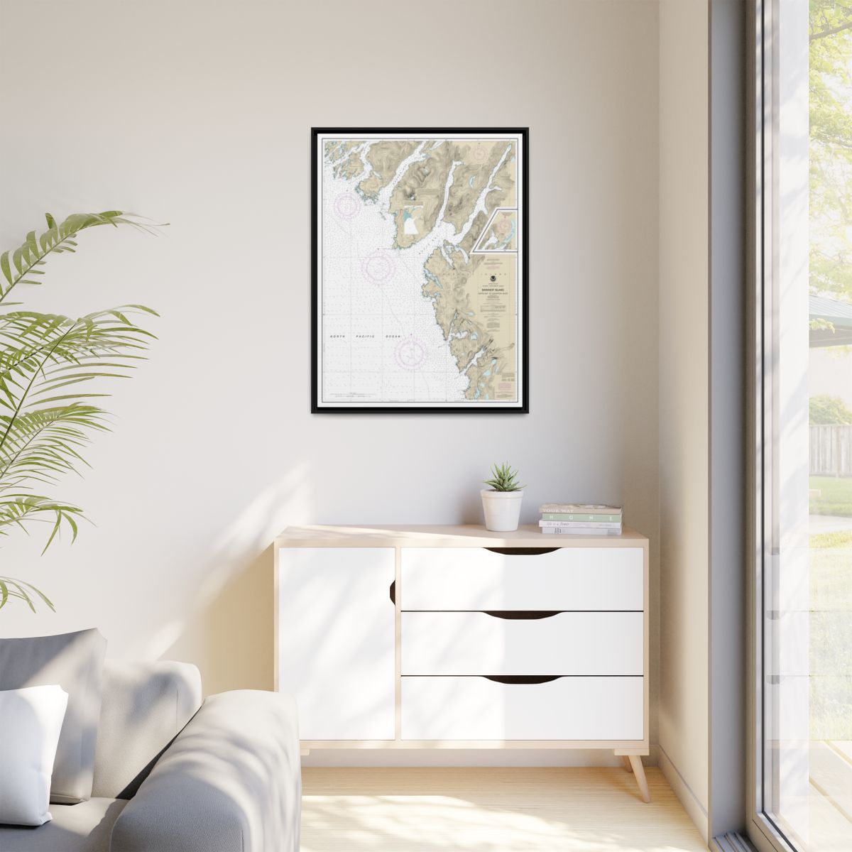Chart 17328 Snipe Bay to Crawfish Inlet,Baranof l. - NOAA Nautical Chart Floating Frame Canvas | 24" x 32" | 30" x 40" - Black context-1