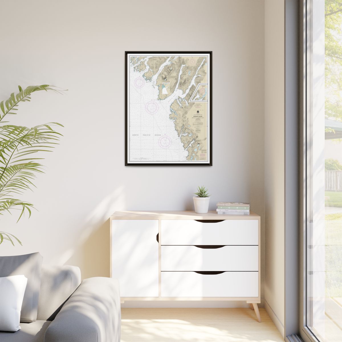 Chart 17328 Snipe Bay to Crawfish Inlet,Baranof l. - NOAA Nautical Chart Floating Frame Canvas | 24" x 32" | 30" x 40" - Espresso context-1