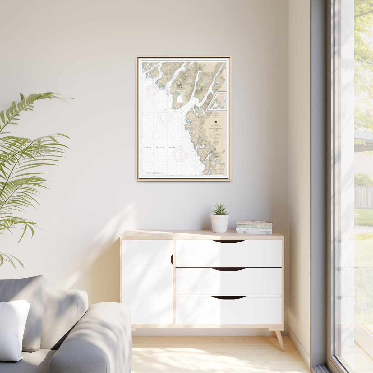 Chart 17328 Snipe Bay to Crawfish Inlet,Baranof l. - NOAA Nautical Chart Floating Frame Canvas | 24" x 32" | 30" x 40" - Natural context-1