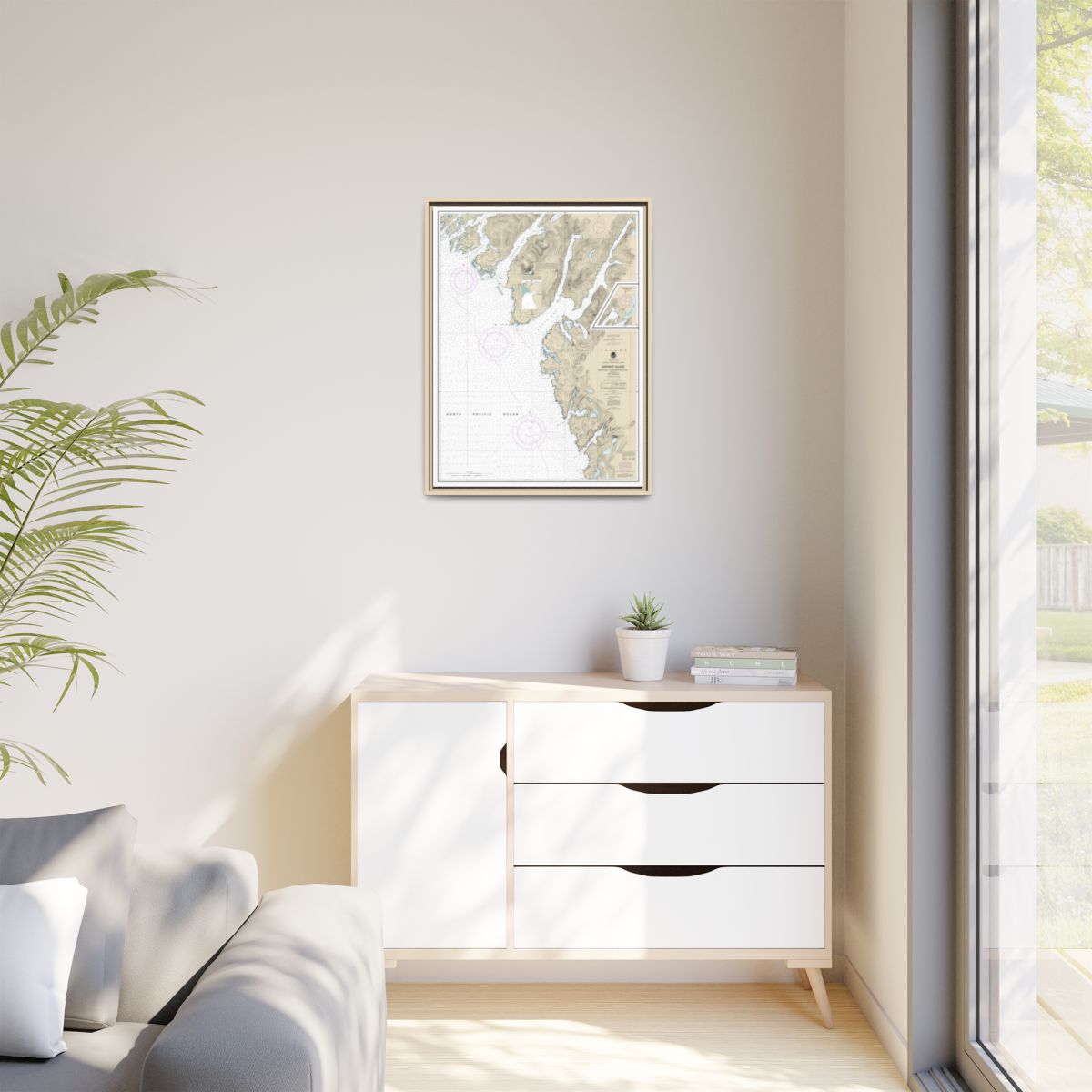 Chart 17328 Snipe Bay to Crawfish Inlet,Baranof l. - NOAA Nautical Chart Floating Frame Canvas | 24" x 32" | 30" x 40" - Natural context-1