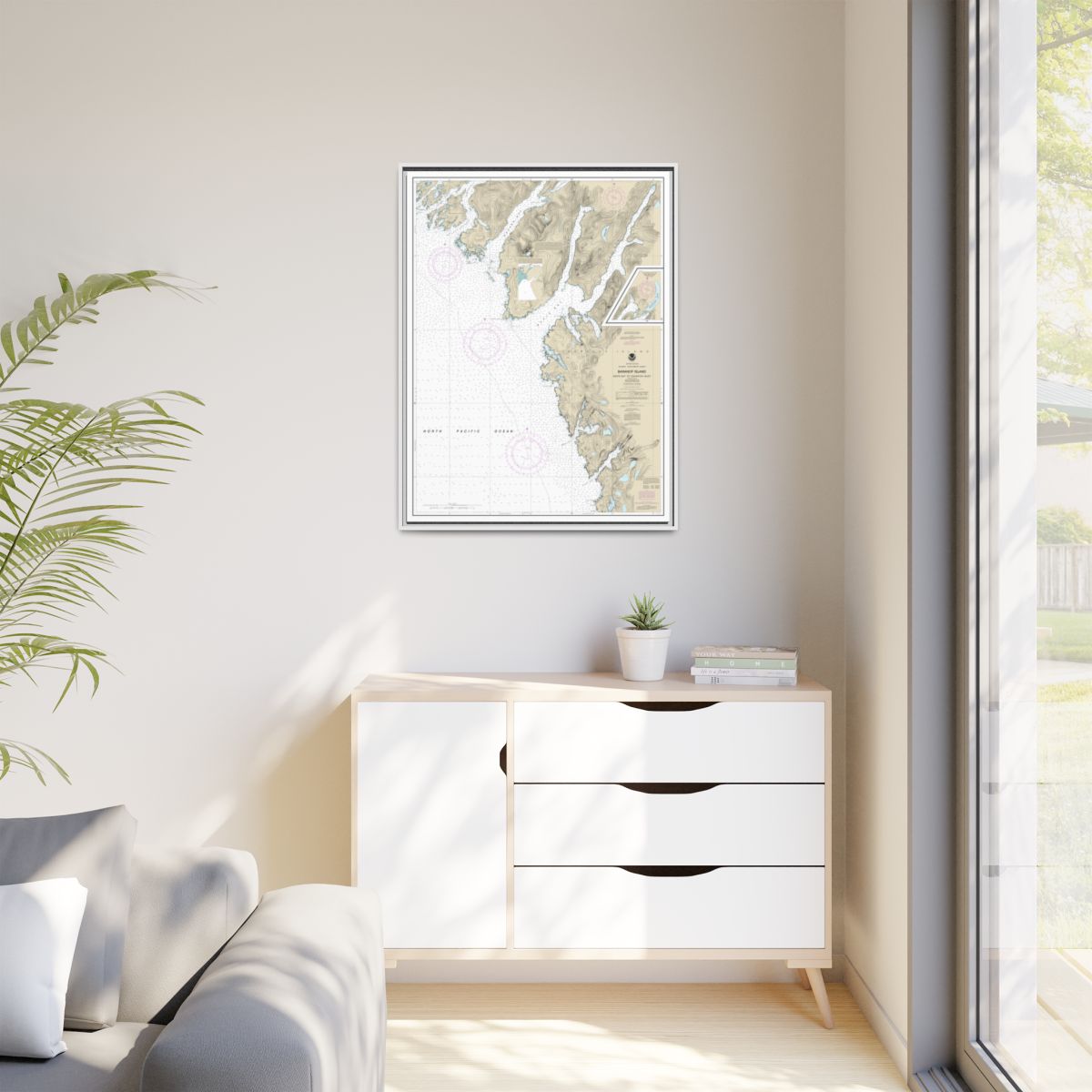 Chart 17328 Snipe Bay to Crawfish Inlet,Baranof l. - NOAA Nautical Chart Floating Frame Canvas | 24" x 32" | 30" x 40" - White context-1