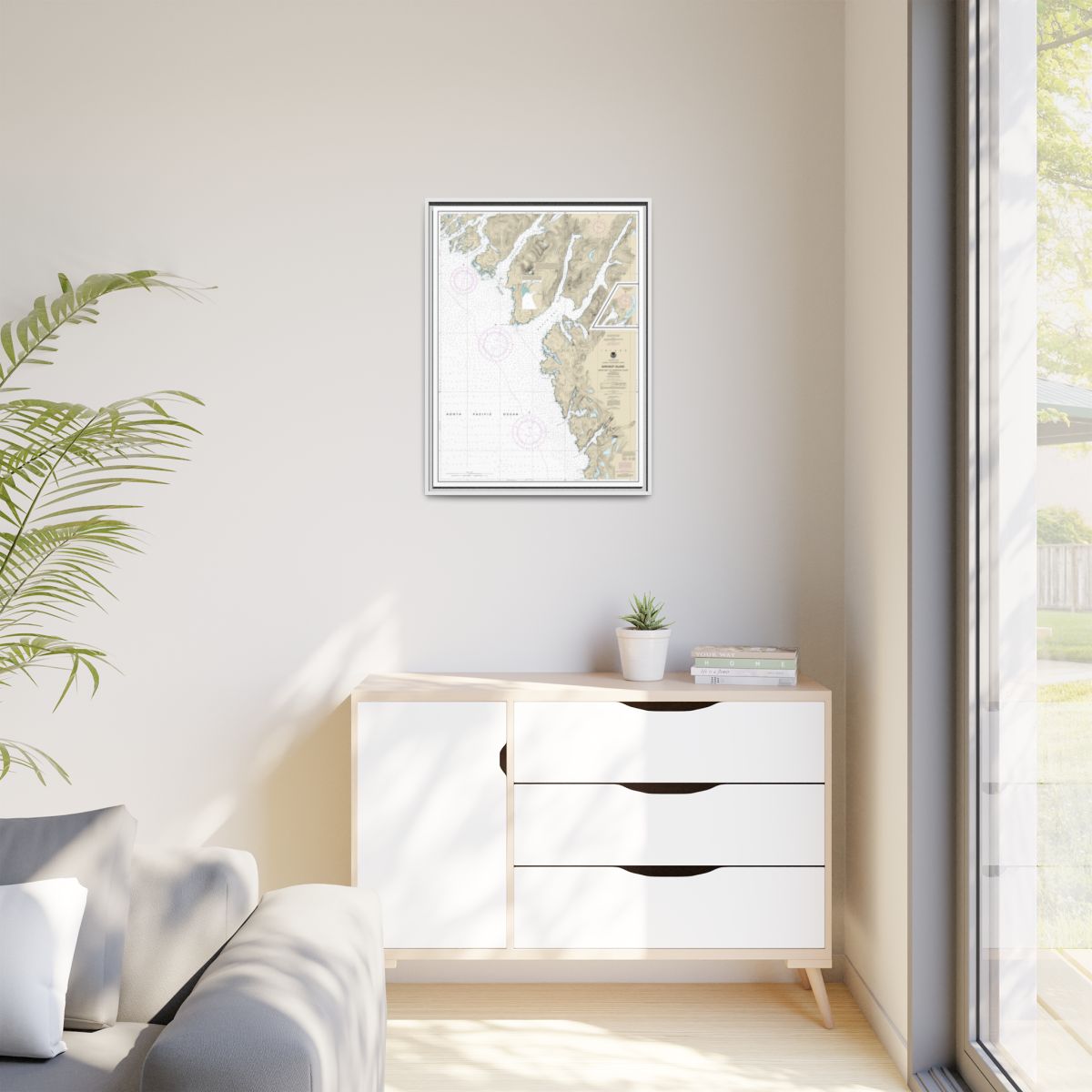 Chart 17328 Snipe Bay to Crawfish Inlet,Baranof l. - NOAA Nautical Chart Floating Frame Canvas | 24" x 32" | 30" x 40" - White context-1