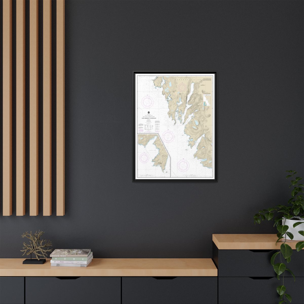 Chart 17330 West Coast of Baranof Island Cape Ommaney to Byron Bay - NOAA Nautical Chart Floating Frame Canvas | 24" x 32" | 30" x 40" - Black context-2