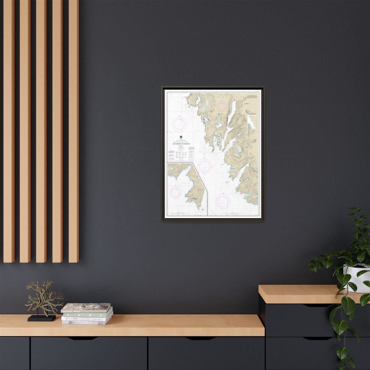 Chart 17330 West Coast of Baranof Island Cape Ommaney to Byron Bay - NOAA Nautical Chart Floating Frame Canvas | 24" x 32" | 30" x 40" - Espresso context-2