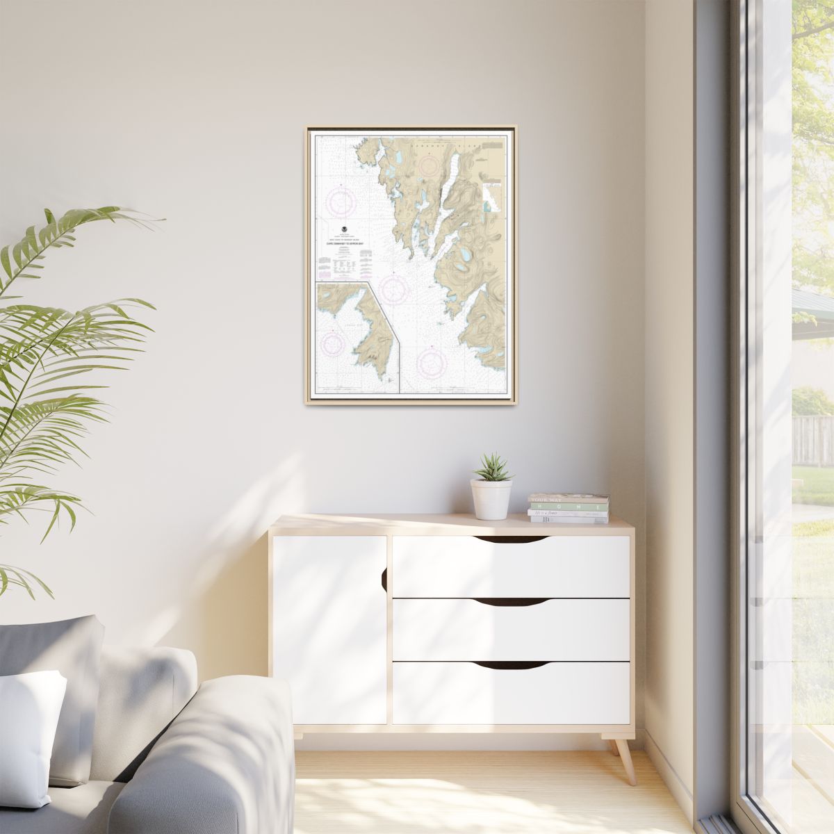Chart 17330 West Coast of Baranof Island Cape Ommaney to Byron Bay - NOAA Nautical Chart Floating Frame Canvas | 24" x 32" | 30" x 40" - Natural context-1