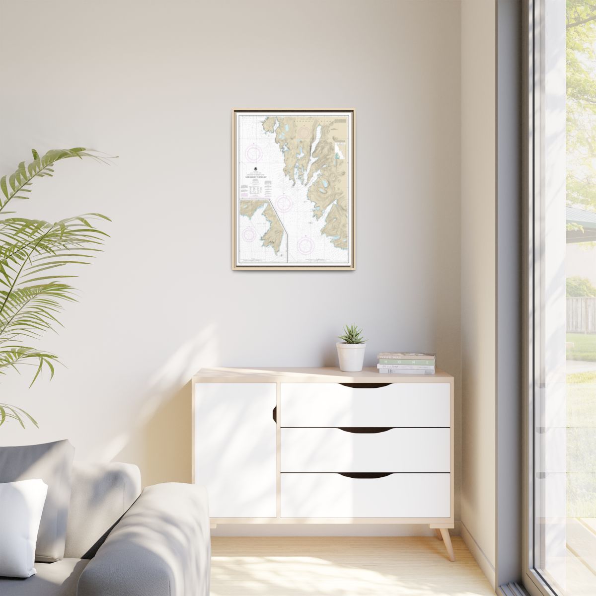 Chart 17330 West Coast of Baranof Island Cape Ommaney to Byron Bay - NOAA Nautical Chart Floating Frame Canvas | 24" x 32" | 30" x 40" - Natural context-1