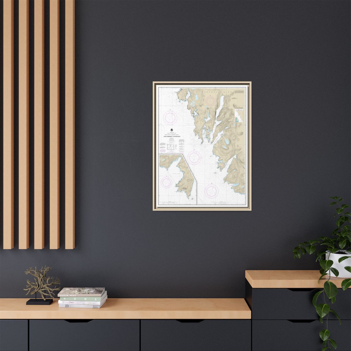 Chart 17330 West Coast of Baranof Island Cape Ommaney to Byron Bay - NOAA Nautical Chart Floating Frame Canvas | 24" x 32" | 30" x 40" - Natural context-2