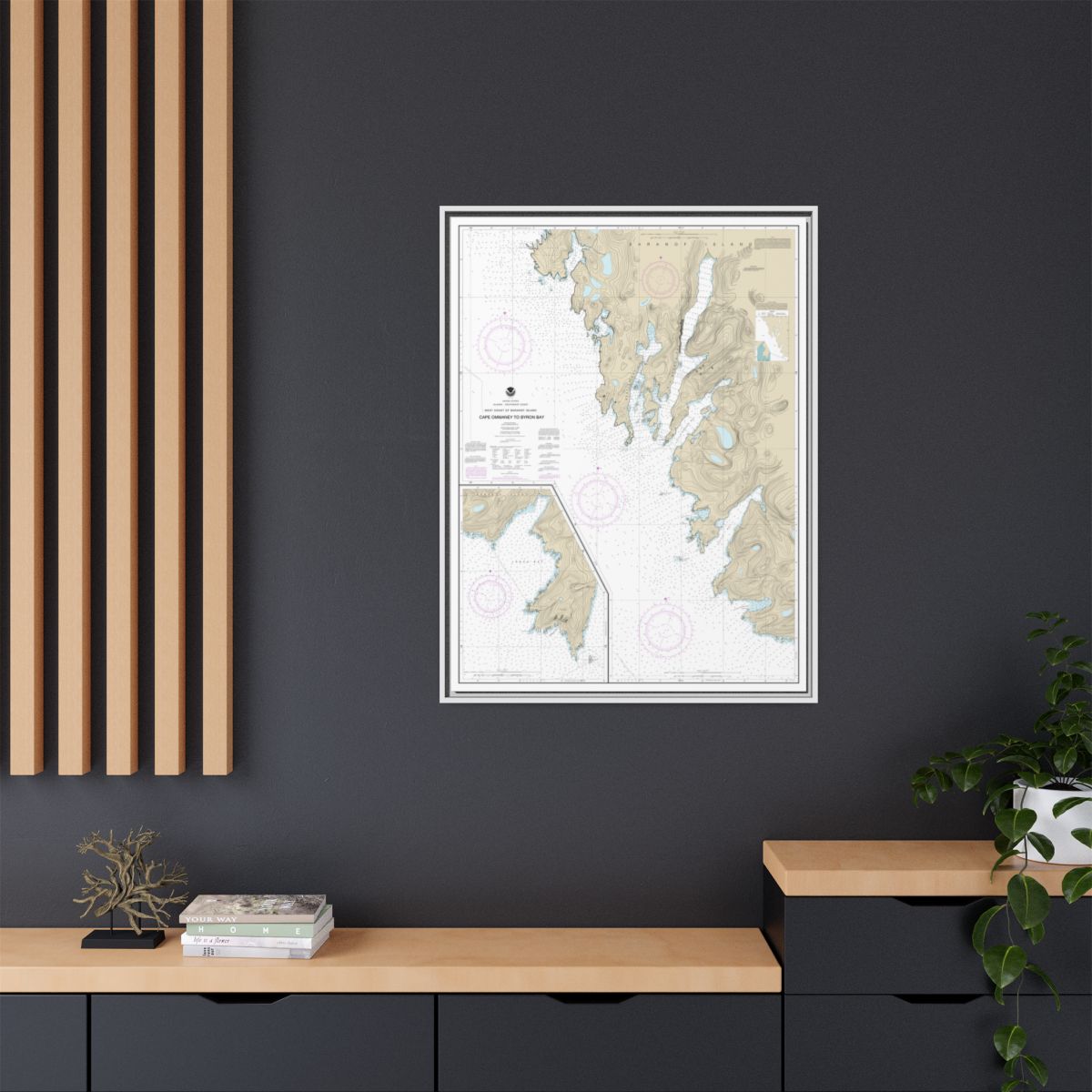 Chart 17330 West Coast of Baranof Island Cape Ommaney to Byron Bay - NOAA Nautical Chart Floating Frame Canvas | 24" x 32" | 30" x 40" - White context-2