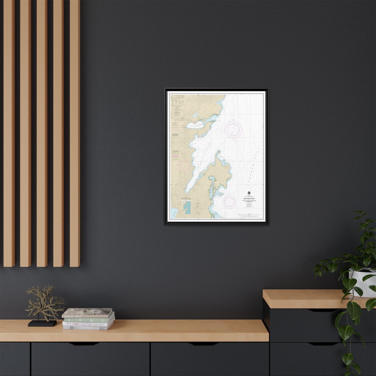 Chart 17331 Chatham Strait Ports Alexander, Conclusion, and Armstrong - NOAA Nautical Chart Floating Frame Canvas | 24" x 32" | 30" x 40" - Black context-2