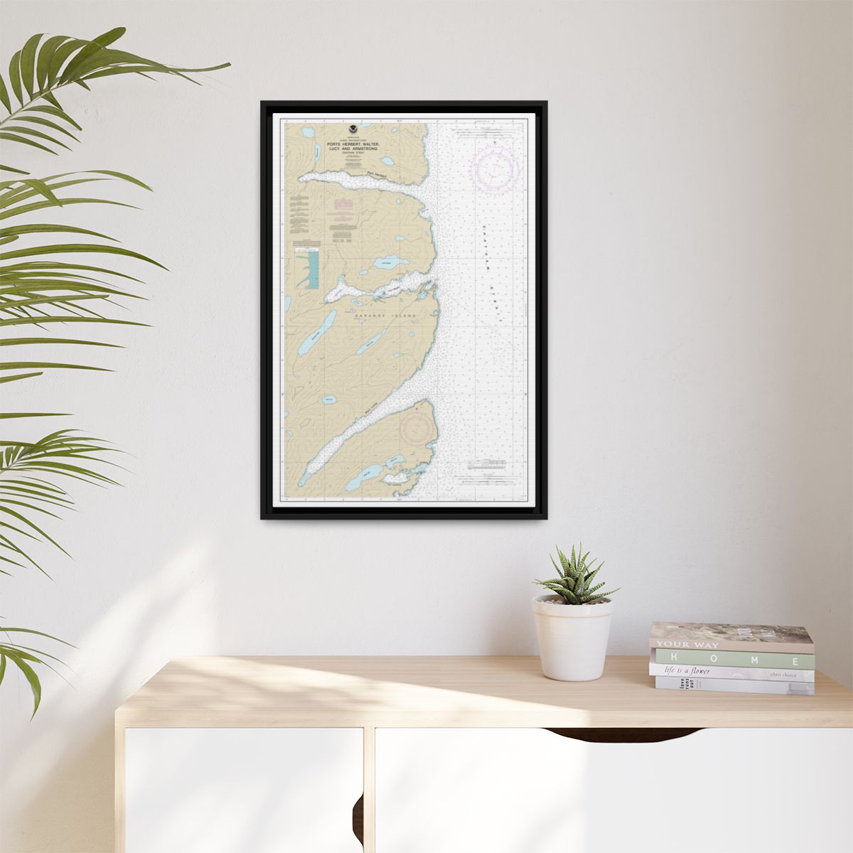Chart 17333 Ports Herbert, Walter, Lucy and Armstrong - NOAA Nautical Chart Floating Frame Canvas | 20" x 30" | 24" x 36" | 32" x 48" - Black context-1