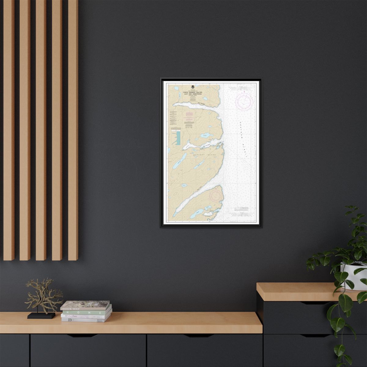 Chart 17333 Ports Herbert, Walter, Lucy and Armstrong - NOAA Nautical Chart Floating Frame Canvas | 20" x 30" | 24" x 36" | 32" x 48" - Black context-2