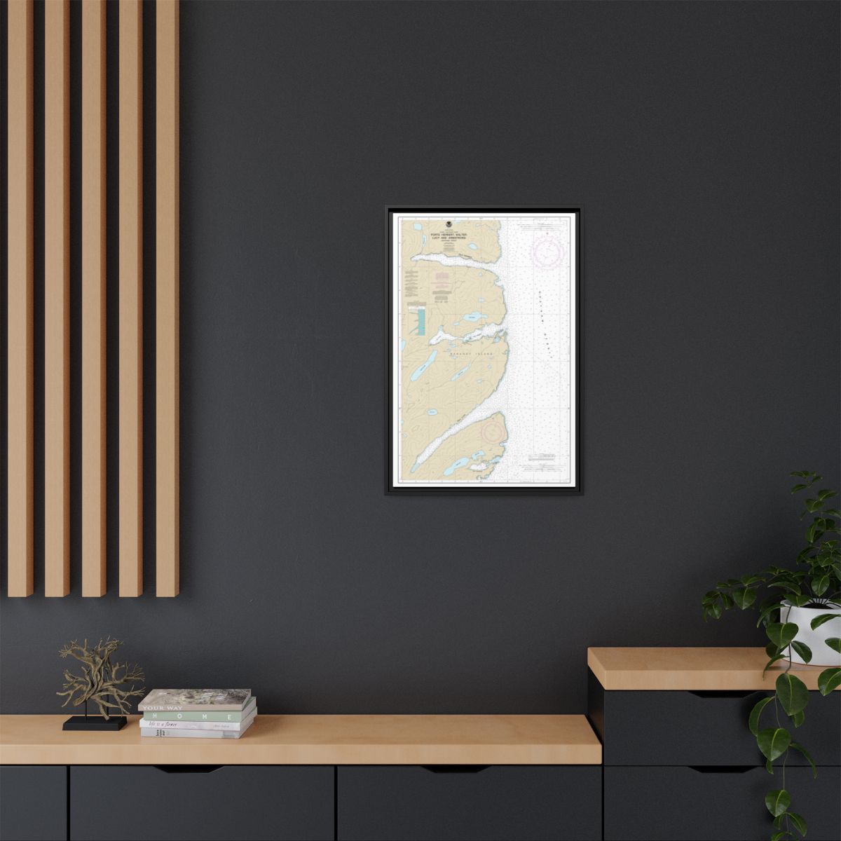 Chart 17333 Ports Herbert, Walter, Lucy and Armstrong - NOAA Nautical Chart Floating Frame Canvas | 20" x 30" | 24" x 36" | 32" x 48" - Black context-2