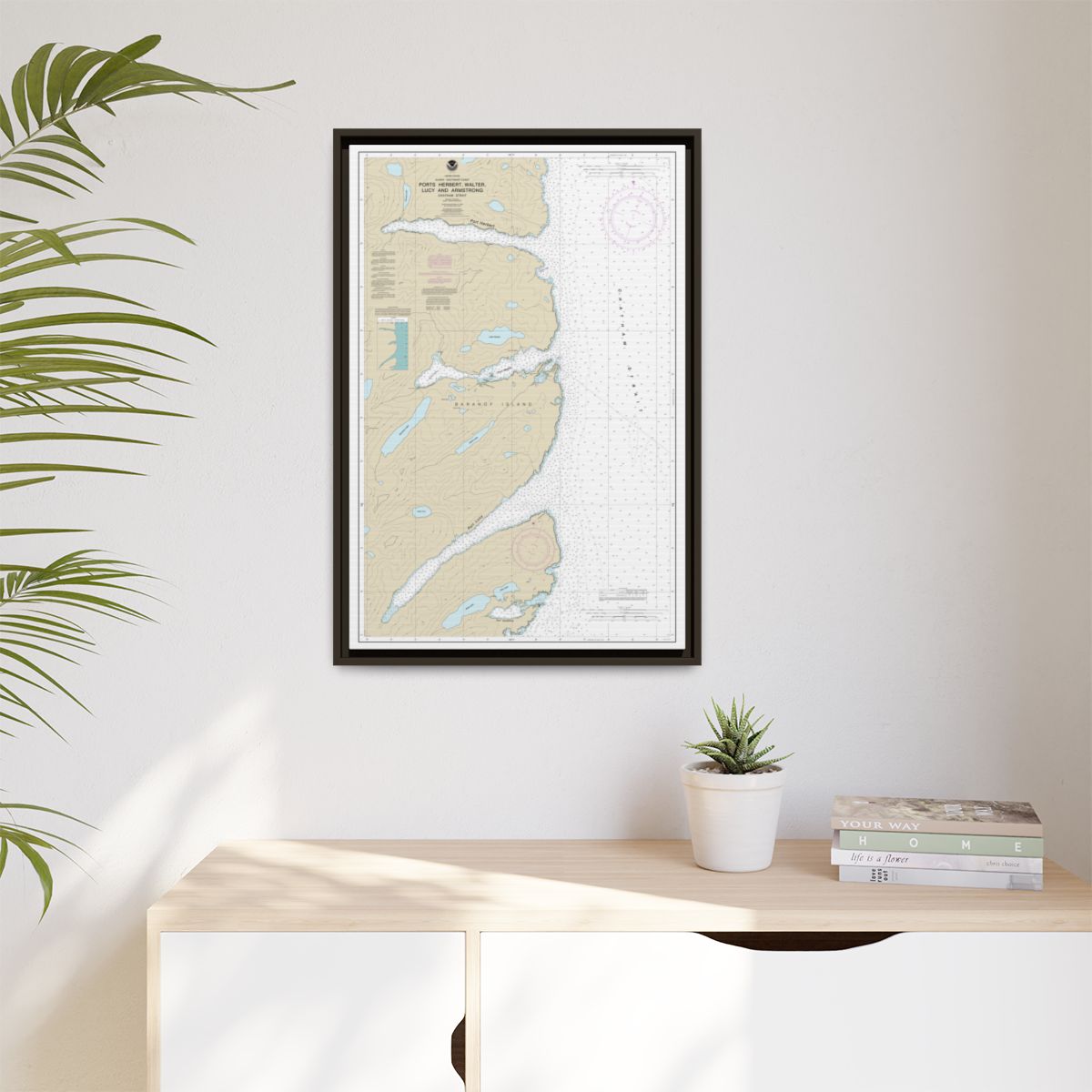 Chart 17333 Ports Herbert, Walter, Lucy and Armstrong - NOAA Nautical Chart Floating Frame Canvas | 20" x 30" | 24" x 36" | 32" x 48" - Espresso context-1