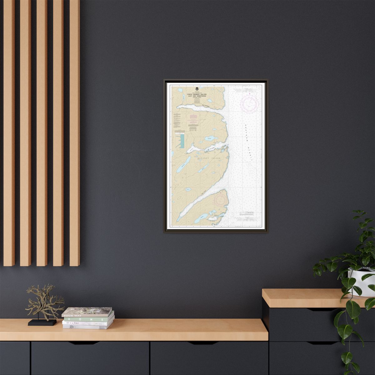 Chart 17333 Ports Herbert, Walter, Lucy and Armstrong - NOAA Nautical Chart Floating Frame Canvas | 20" x 30" | 24" x 36" | 32" x 48" - Espresso context-2