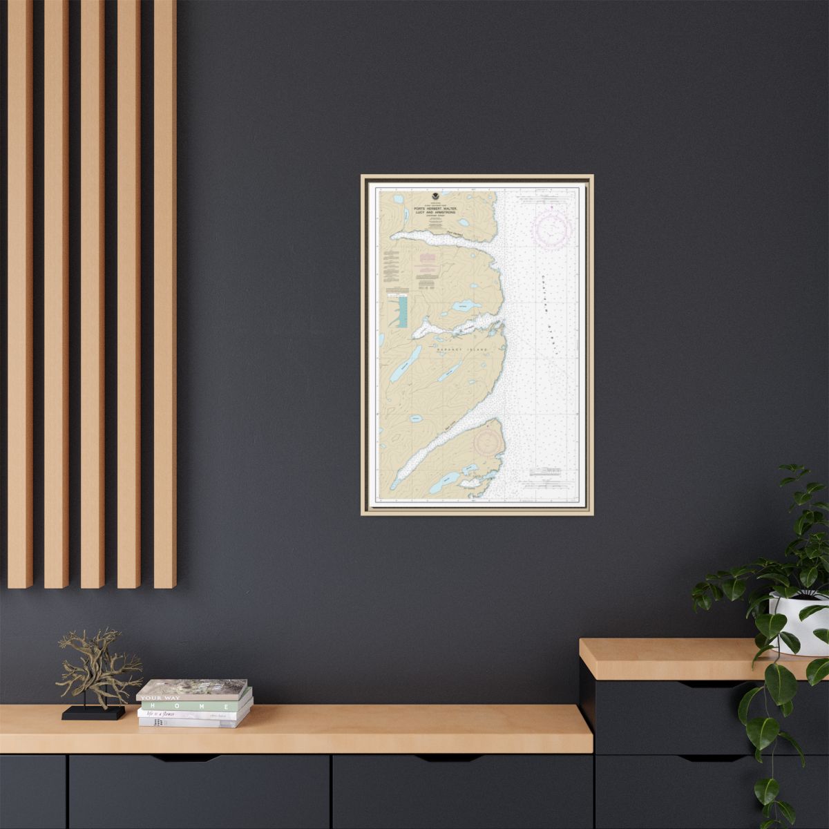 Chart 17333 Ports Herbert, Walter, Lucy and Armstrong - NOAA Nautical Chart Floating Frame Canvas | 20" x 30" | 24" x 36" | 32" x 48" - Natural context-2