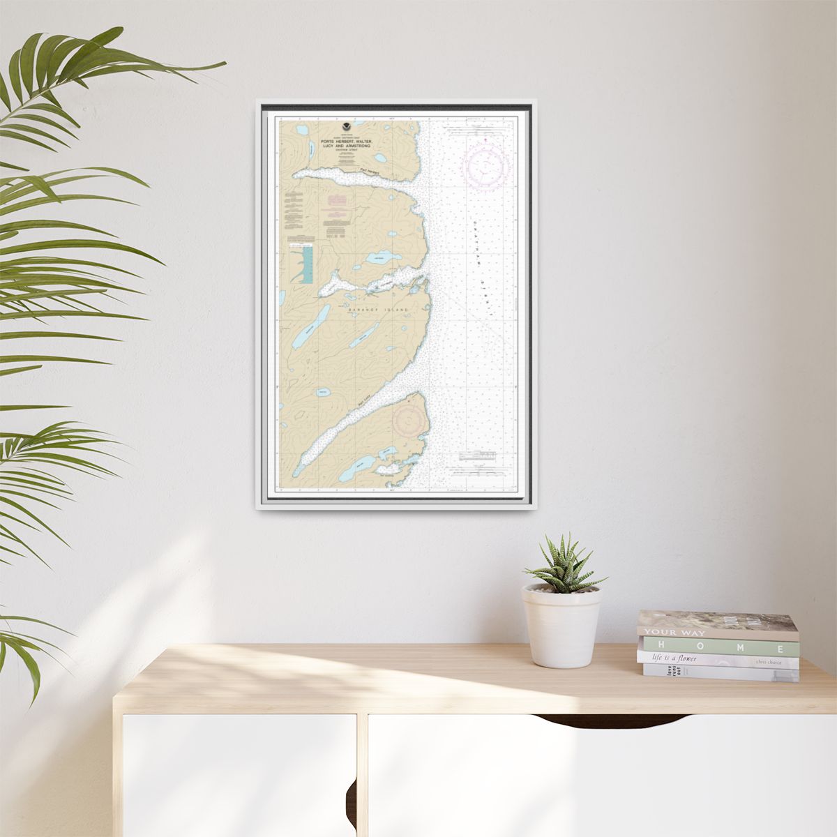 Chart 17333 Ports Herbert, Walter, Lucy and Armstrong - NOAA Nautical Chart Floating Frame Canvas | 20" x 30" | 24" x 36" | 32" x 48" - White context-1