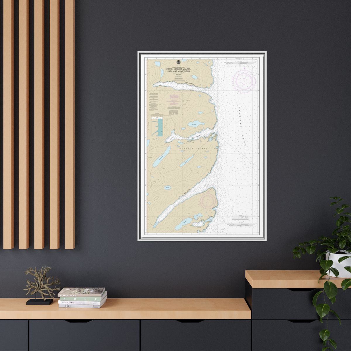 Chart 17333 Ports Herbert, Walter, Lucy and Armstrong - NOAA Nautical Chart Floating Frame Canvas | 20" x 30" | 24" x 36" | 32" x 48" - White context-2