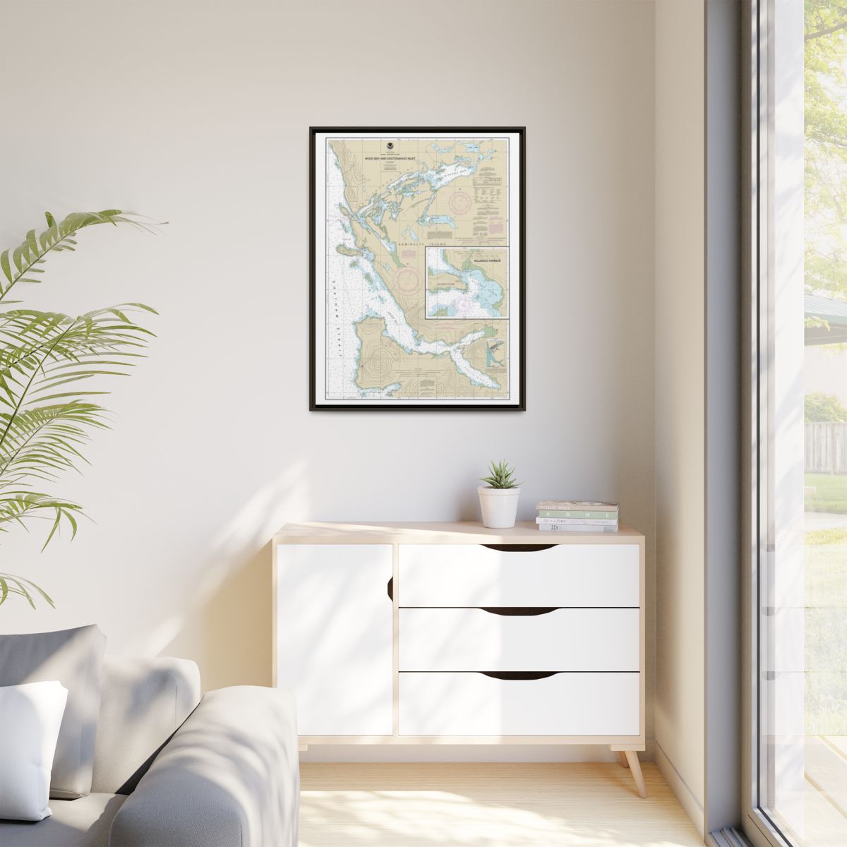 Chart 17339 Hood Bay and Kootznahoo Inlet - NOAA Nautical Chart Floating Frame Canvas | 24" x 32" | 30" x 40" - Espresso context-1