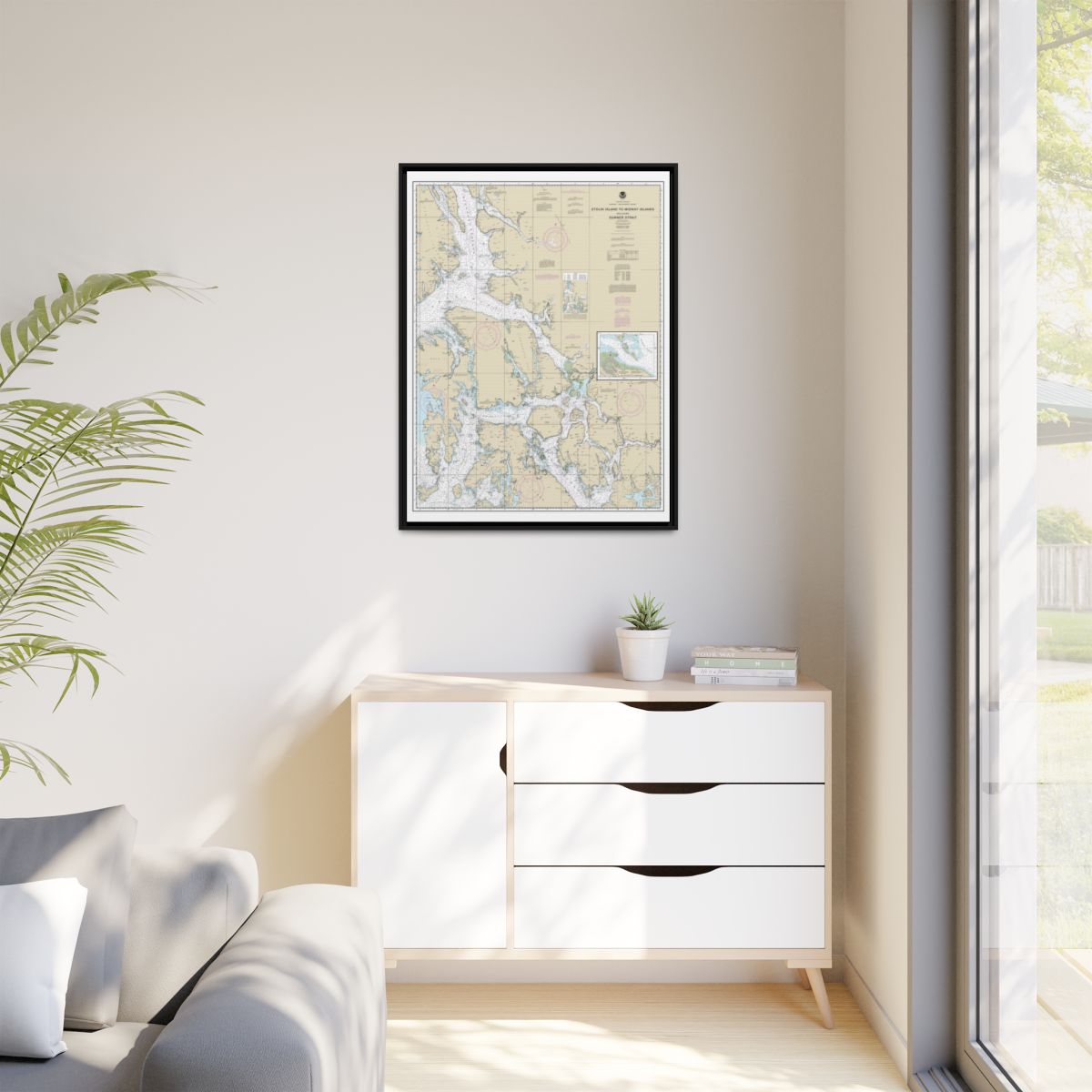 Chart 17360 Etolin Island to Midway Islands, including Sumner Strait;Holkham Bay;Big Castle Island - NOAA Nautical Chart Floating Frame Canvas | 24" x 32" | 30" x 40" - Black context-1