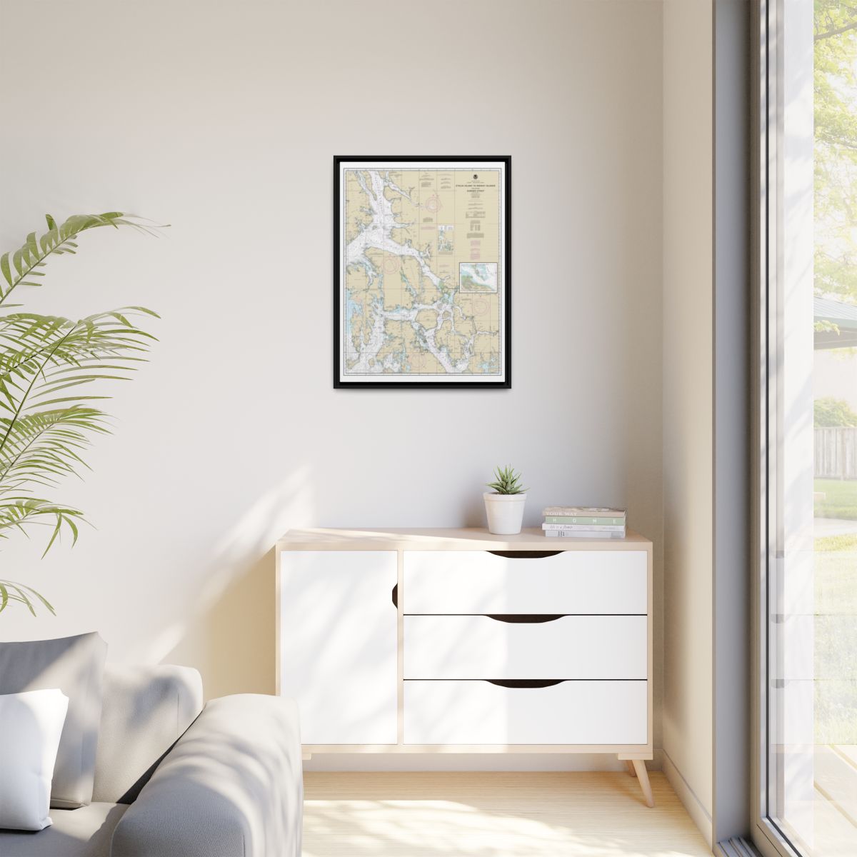 Chart 17360 Etolin Island to Midway Islands, including Sumner Strait;Holkham Bay;Big Castle Island - NOAA Nautical Chart Floating Frame Canvas | 24" x 32" | 30" x 40" - Black context-1