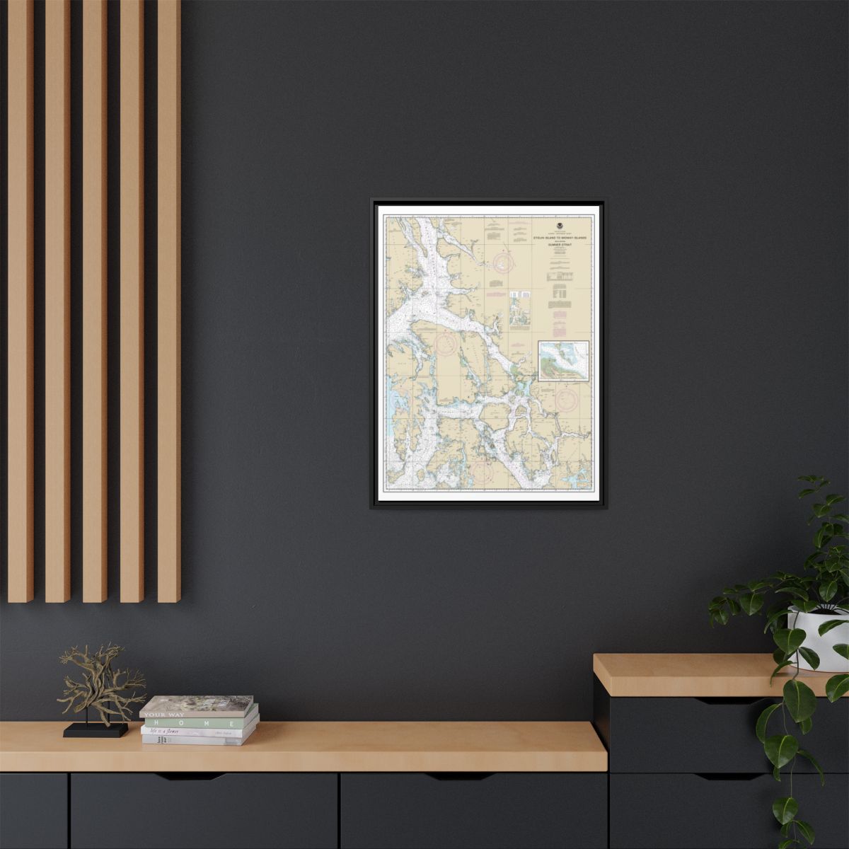 Chart 17360 Etolin Island to Midway Islands, including Sumner Strait;Holkham Bay;Big Castle Island - NOAA Nautical Chart Floating Frame Canvas | 24" x 32" | 30" x 40" - Black context-2