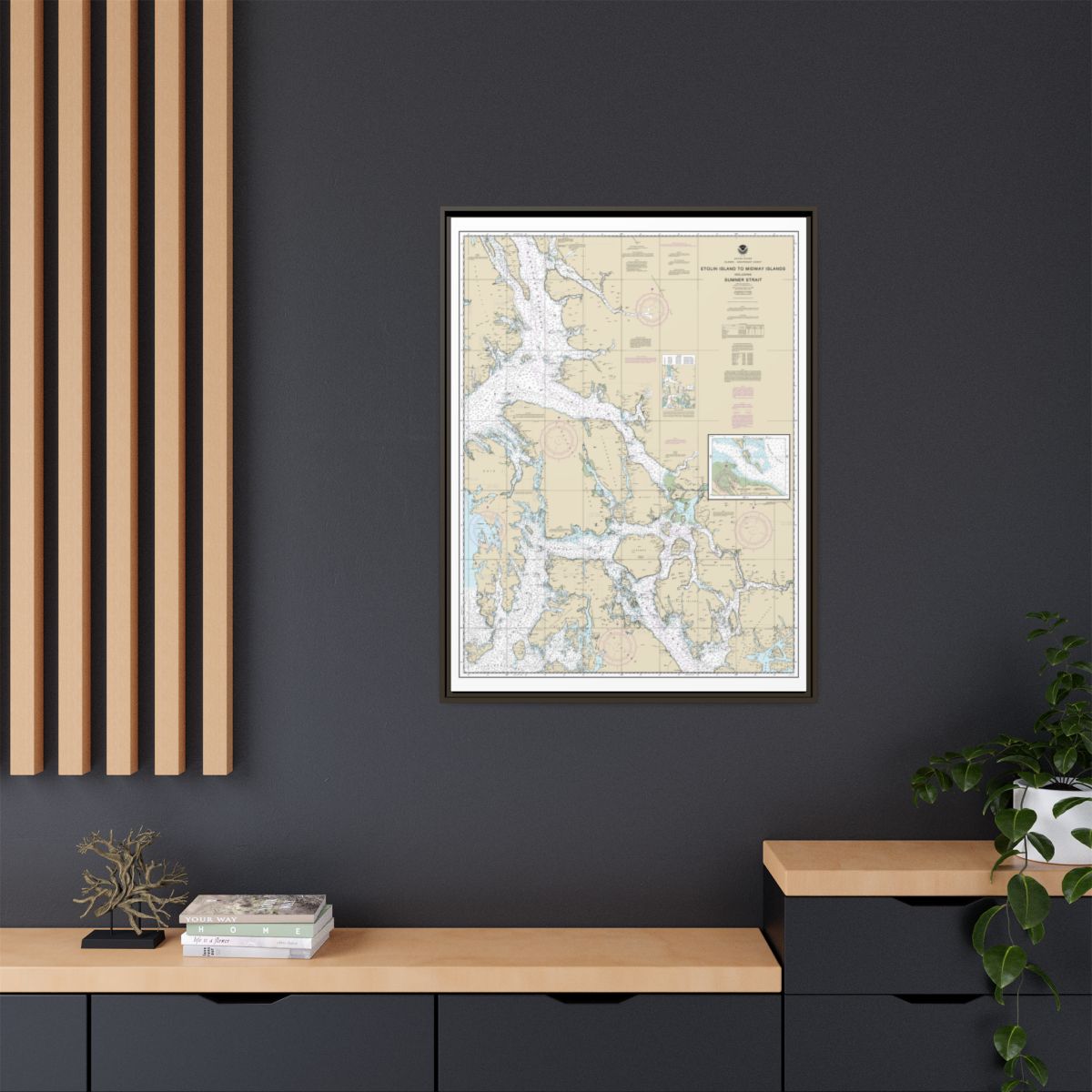 Chart 17360 Etolin Island to Midway Islands, including Sumner Strait;Holkham Bay;Big Castle Island - NOAA Nautical Chart Floating Frame Canvas | 24" x 32" | 30" x 40" - Espresso context-2