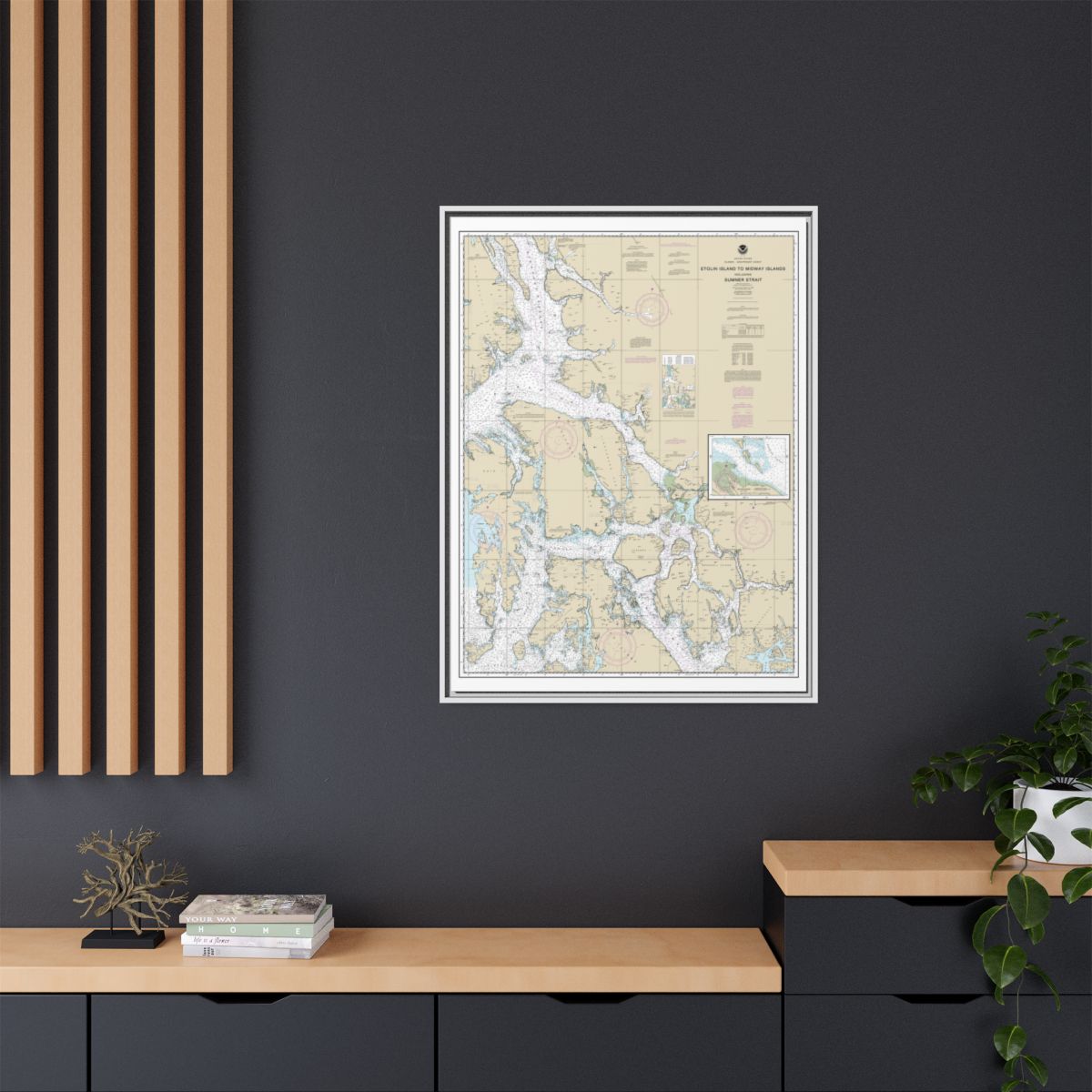 Chart 17360 Etolin Island to Midway Islands, including Sumner Strait;Holkham Bay;Big Castle Island - NOAA Nautical Chart Floating Frame Canvas | 24" x 32" | 30" x 40" - White context-2