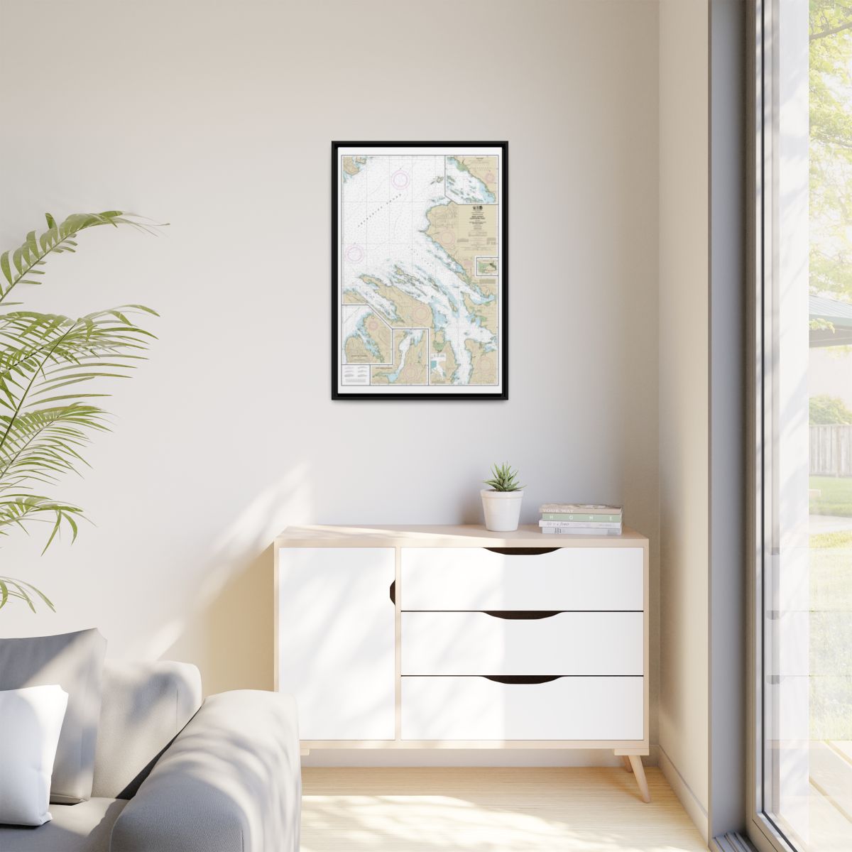 Chart 17368 Keku Strait-northern part, including Saginaw and Security Bays and Port Camden;Kake Inset - NOAA Nautical Chart Floating Frame Canvas | 20" x 30" | 24" x 36" | 32" x 48" - Black context-1