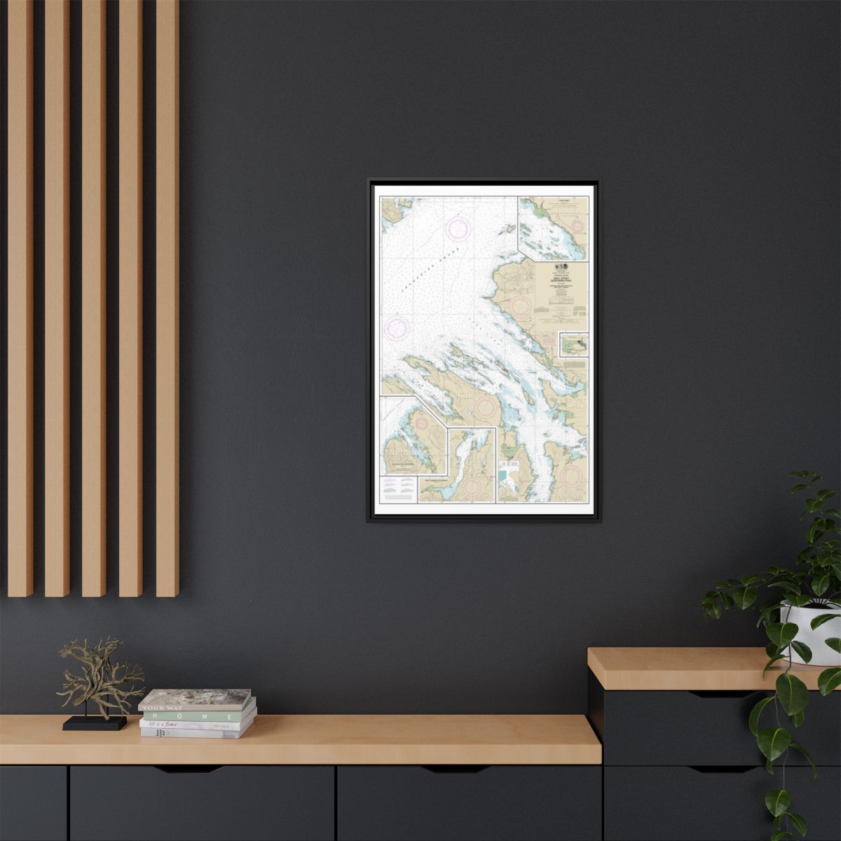 Chart 17368 Keku Strait-northern part, including Saginaw and Security Bays and Port Camden;Kake Inset - NOAA Nautical Chart Floating Frame Canvas | 20" x 30" | 24" x 36" | 32" x 48" - Black context-2