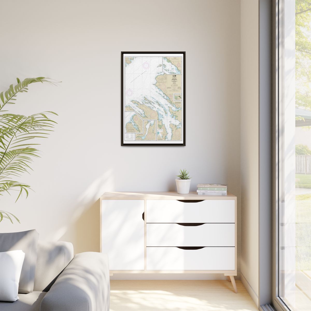 Chart 17368 Keku Strait-northern part, including Saginaw and Security Bays and Port Camden;Kake Inset - NOAA Nautical Chart Floating Frame Canvas | 20" x 30" | 24" x 36" | 32" x 48" - Espresso context-1