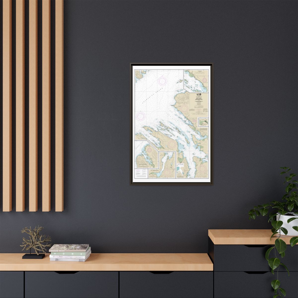 Chart 17368 Keku Strait-northern part, including Saginaw and Security Bays and Port Camden;Kake Inset - NOAA Nautical Chart Floating Frame Canvas | 20" x 30" | 24" x 36" | 32" x 48" - Espresso context-2