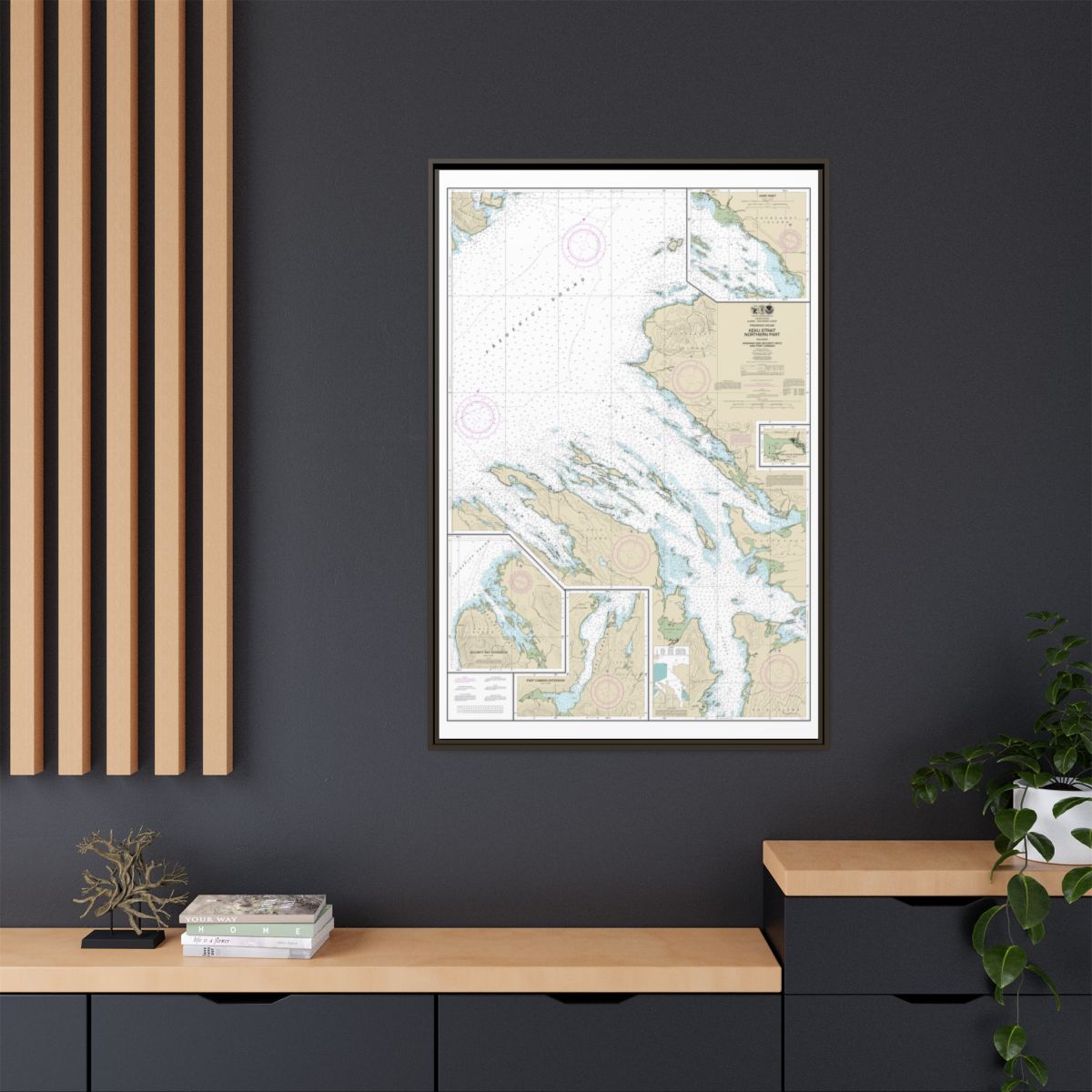 Chart 17368 Keku Strait-northern part, including Saginaw and Security Bays and Port Camden;Kake Inset - NOAA Nautical Chart Floating Frame Canvas | 20" x 30" | 24" x 36" | 32" x 48" - Espresso context-2