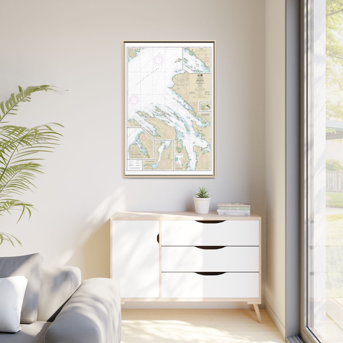 Chart 17368 Keku Strait-northern part, including Saginaw and Security Bays and Port Camden;Kake Inset - NOAA Nautical Chart Floating Frame Canvas | 20" x 30" | 24" x 36" | 32" x 48" - Natural context-1