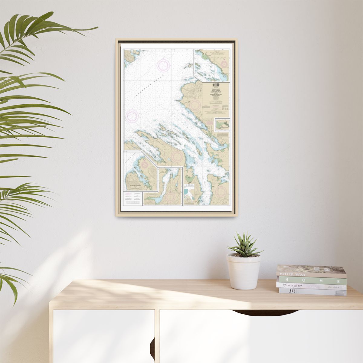 Chart 17368 Keku Strait-northern part, including Saginaw and Security Bays and Port Camden;Kake Inset - NOAA Nautical Chart Floating Frame Canvas | 20" x 30" | 24" x 36" | 32" x 48" - Natural context-1