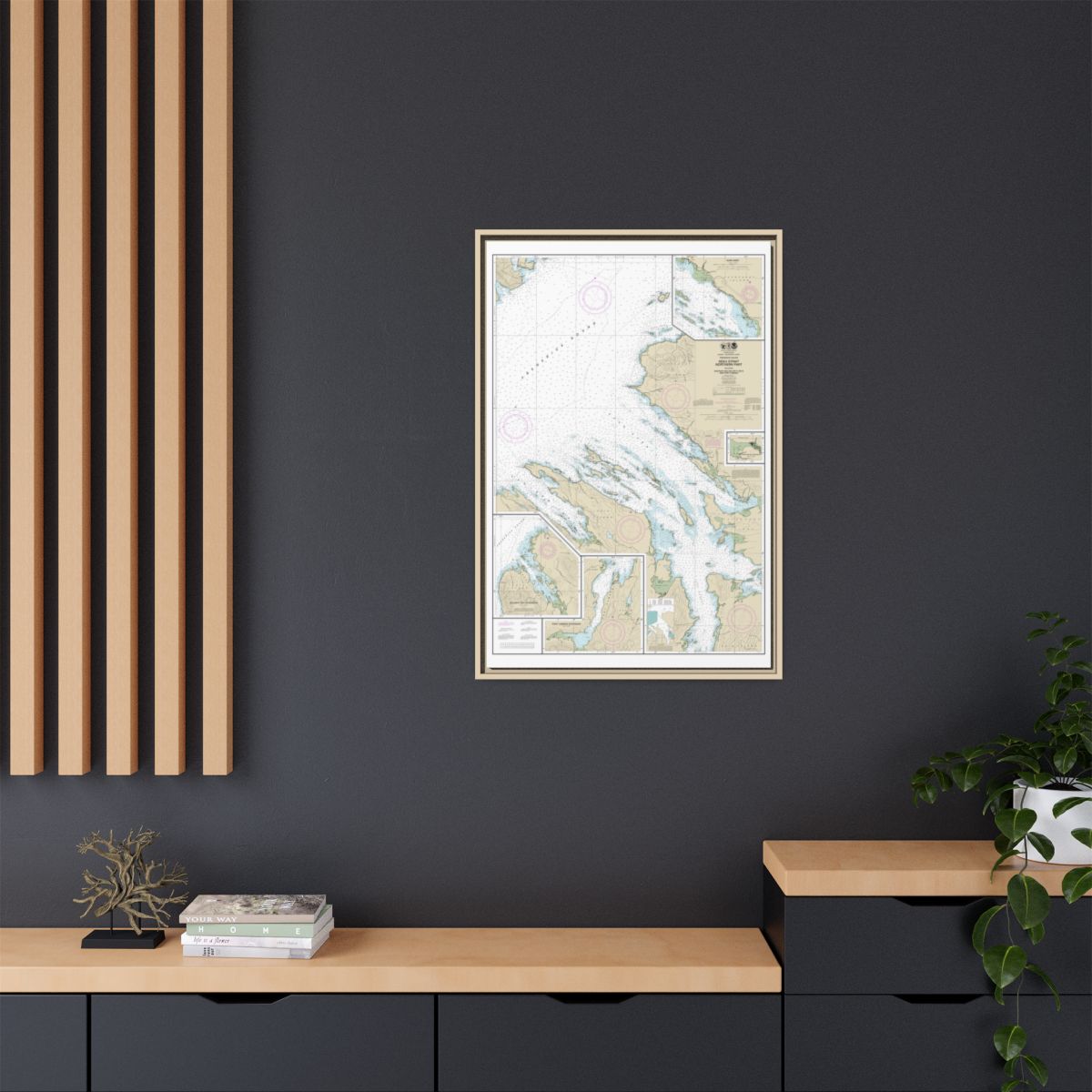 Chart 17368 Keku Strait-northern part, including Saginaw and Security Bays and Port Camden;Kake Inset - NOAA Nautical Chart Floating Frame Canvas | 20" x 30" | 24" x 36" | 32" x 48" - Natural context-2