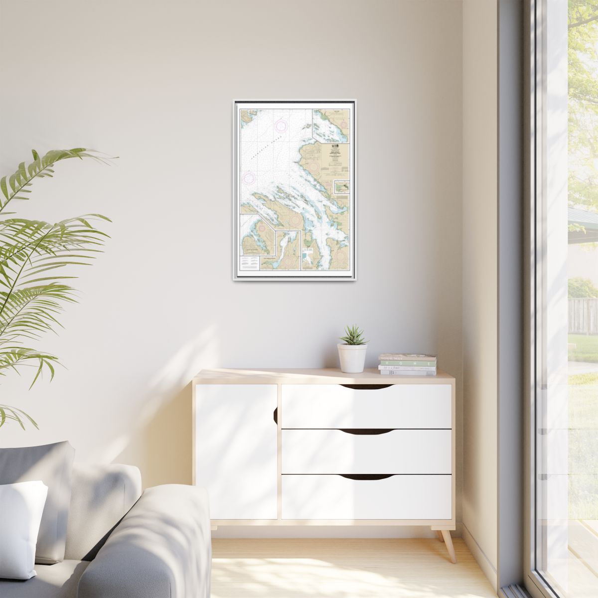 Chart 17368 Keku Strait-northern part, including Saginaw and Security Bays and Port Camden;Kake Inset - NOAA Nautical Chart Floating Frame Canvas | 20" x 30" | 24" x 36" | 32" x 48" - White context-1
