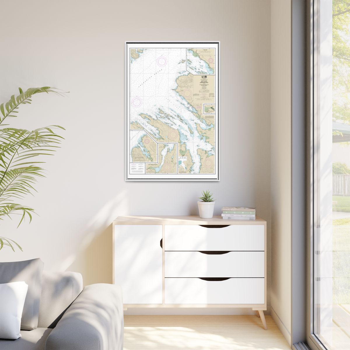Chart 17368 Keku Strait-northern part, including Saginaw and Security Bays and Port Camden;Kake Inset - NOAA Nautical Chart Floating Frame Canvas | 20" x 30" | 24" x 36" | 32" x 48" - White context-1