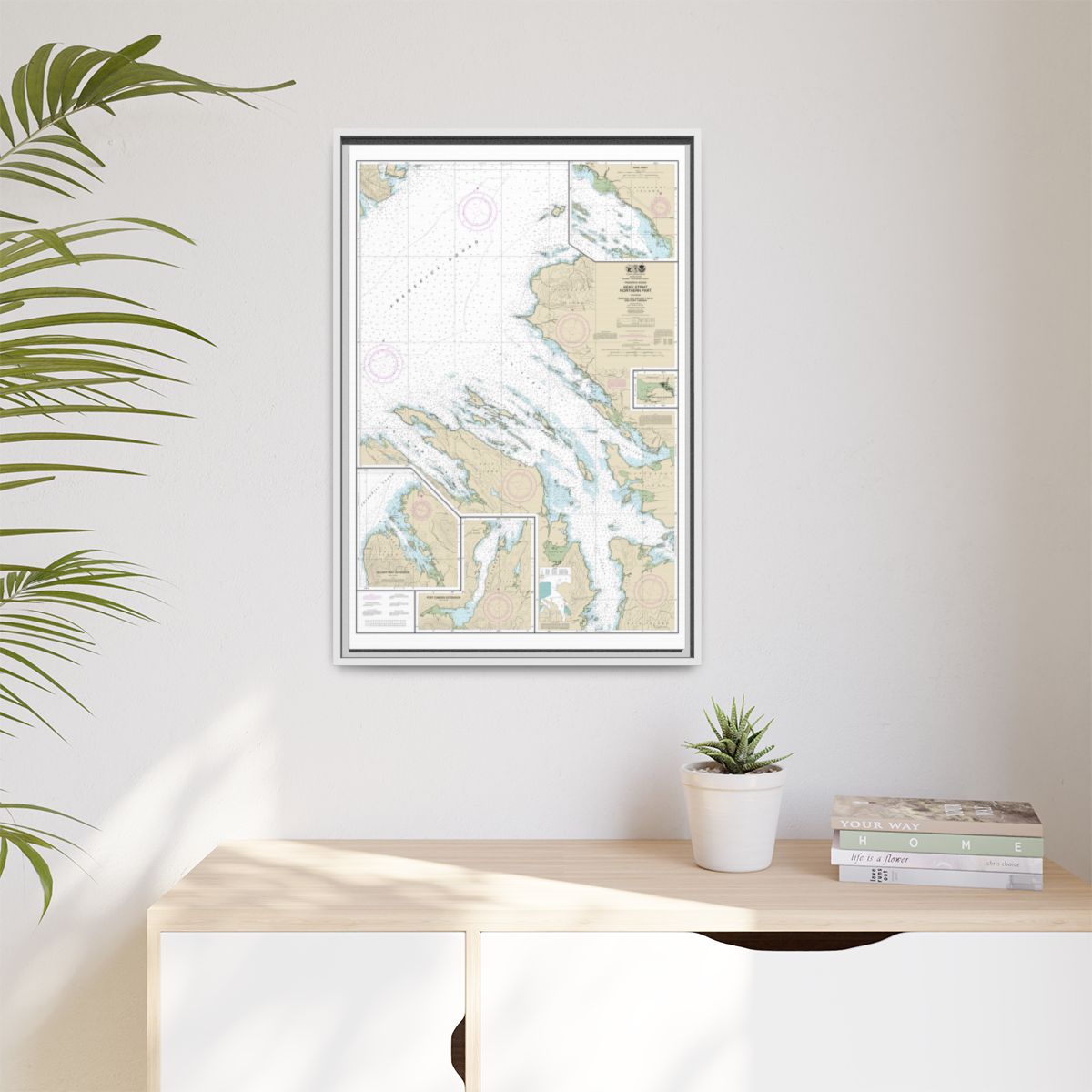 Chart 17368 Keku Strait-northern part, including Saginaw and Security Bays and Port Camden;Kake Inset - NOAA Nautical Chart Floating Frame Canvas | 20" x 30" | 24" x 36" | 32" x 48" - White context-1