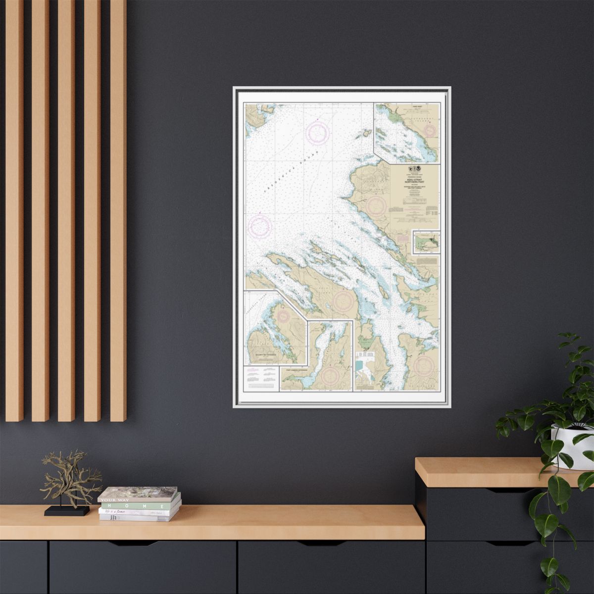 Chart 17368 Keku Strait-northern part, including Saginaw and Security Bays and Port Camden;Kake Inset - NOAA Nautical Chart Floating Frame Canvas | 20" x 30" | 24" x 36" | 32" x 48" - White context-2
